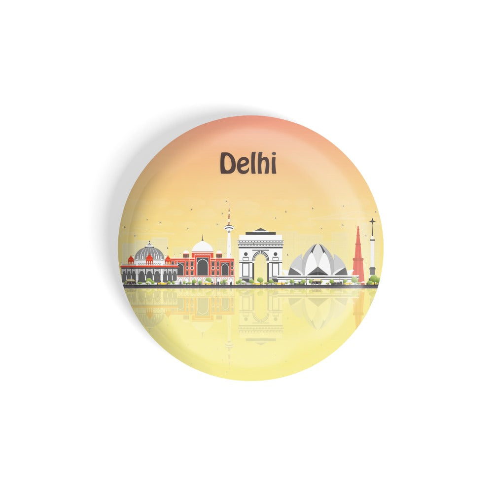 dhcrafts Round Fridge Magnet Multicolour Places Delhi City In India Glossy Finish Design Pack of 1 (58 mm)